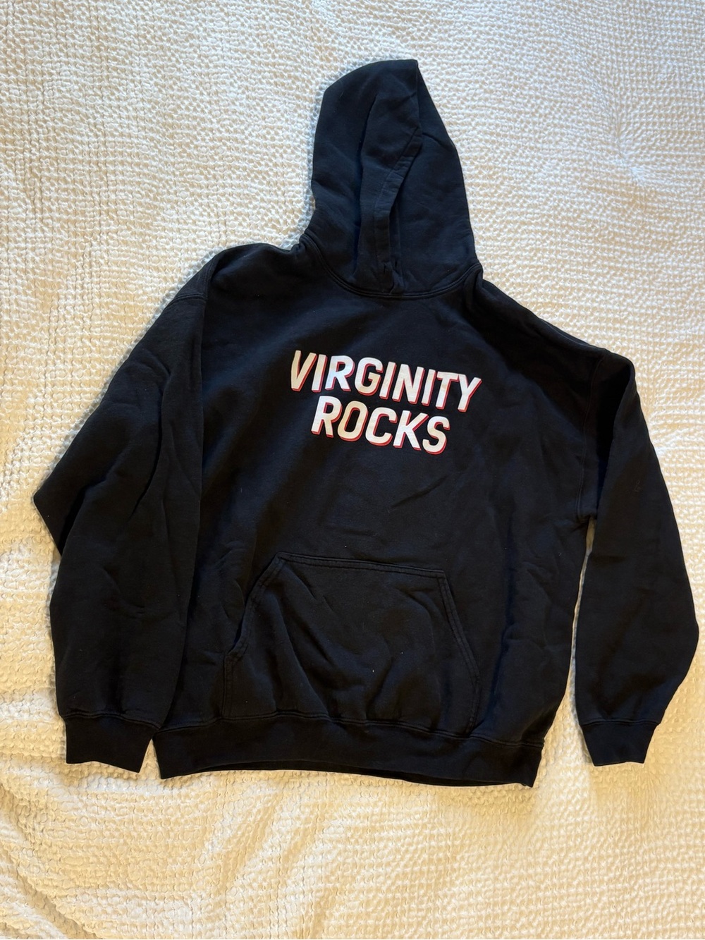 Black Danny Duncan Hoodie with 'VIRGINITY ROCKS' Graphic